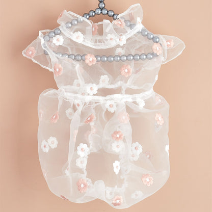 Ozzie - Spring Summer Floral Embroidered Pet Dress