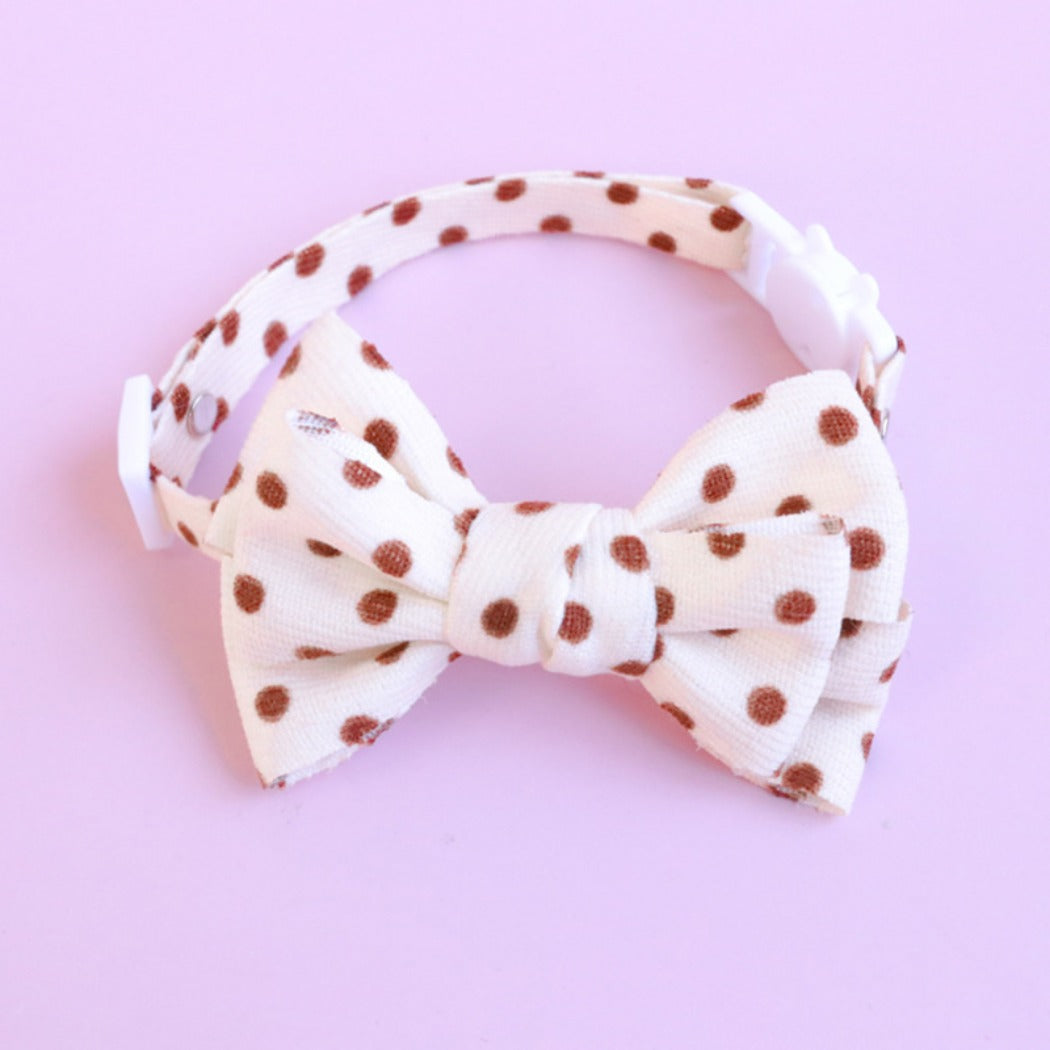 Mokka - Polka Dot Bow Tie Collar for Pets