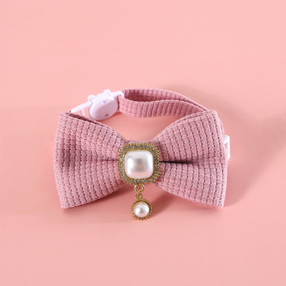 Mokka vintage style bow cat collar with bow centered and strap ends visible