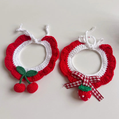 Mokka - Cherry Tie Crochet Cat Collar