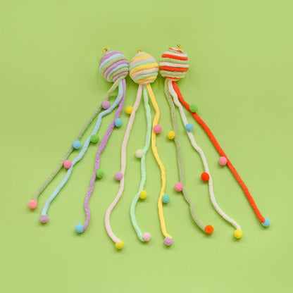 Moo colorful interactive toss cat toy with bright patterns on a white background
