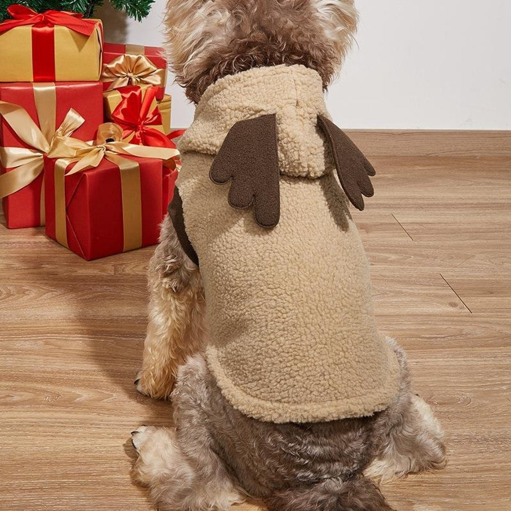 Christmoo - Christmas Hooded Antler Plush Pet Costume Vest