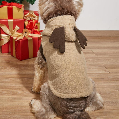 Christmoo - Christmas Hooded Antler Plush Pet Costume Vest