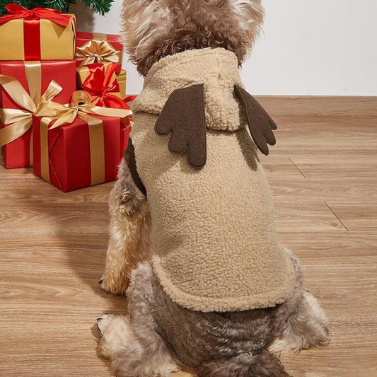 Christmoo - Christmas Hooded Antler Plush Pet Costume Vest