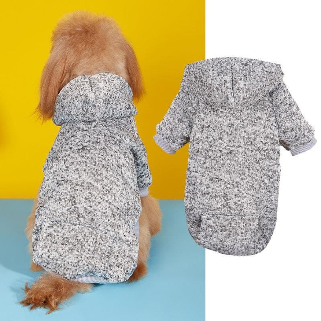 Ozzie - Pocket Detail Marled Dog Hooded Sweatshirt