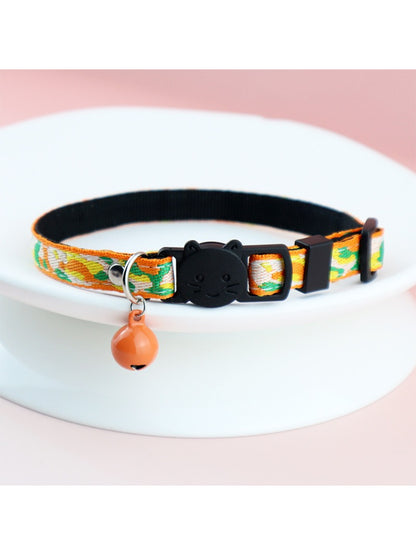 Mokka cat collar laid flat showing vibrant woven pattern and adjustable strap