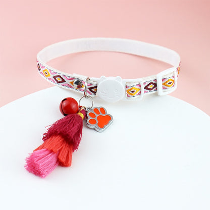 Mokka - Patterned Cat Collar with Tassel Accent