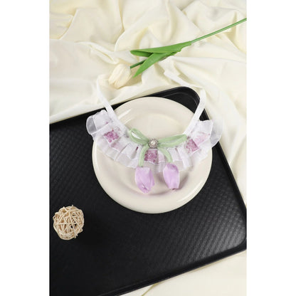 Mokka - Tulip Ruffled Floral Pet Collar