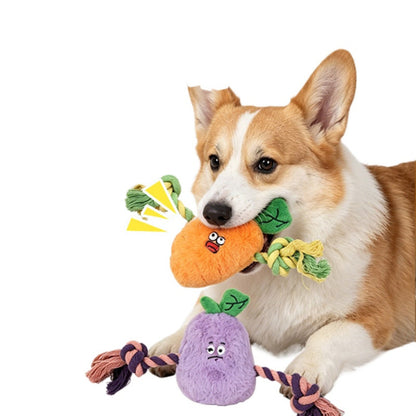 Petkin - Rope-Arm Vegetable-Shaped Plush Dog Toy