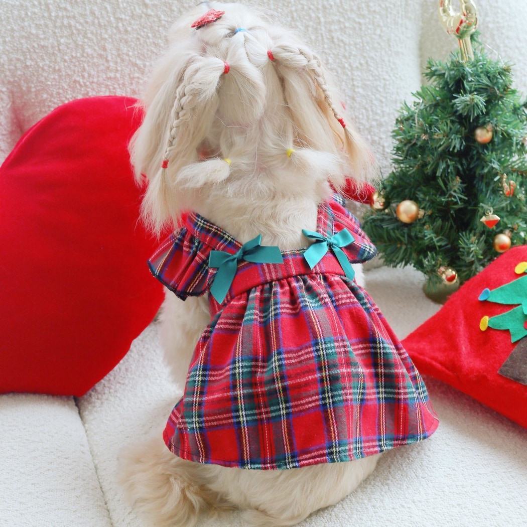 Ozzie - Plaid Bow Casual Dress Style Dog Dress