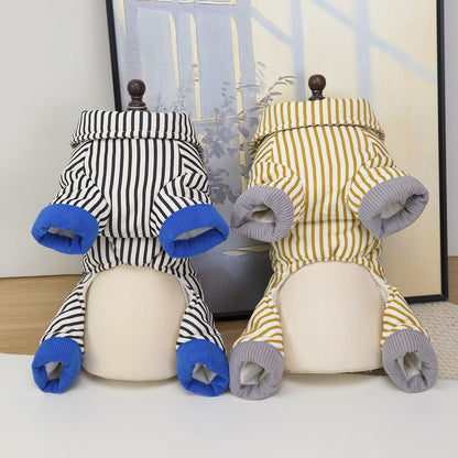 Ozzie - Button Front Striped Dog Shirt Romper
