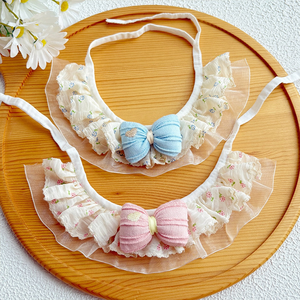Mokka - Floral Mesh Ruffle Bow Cat Collar