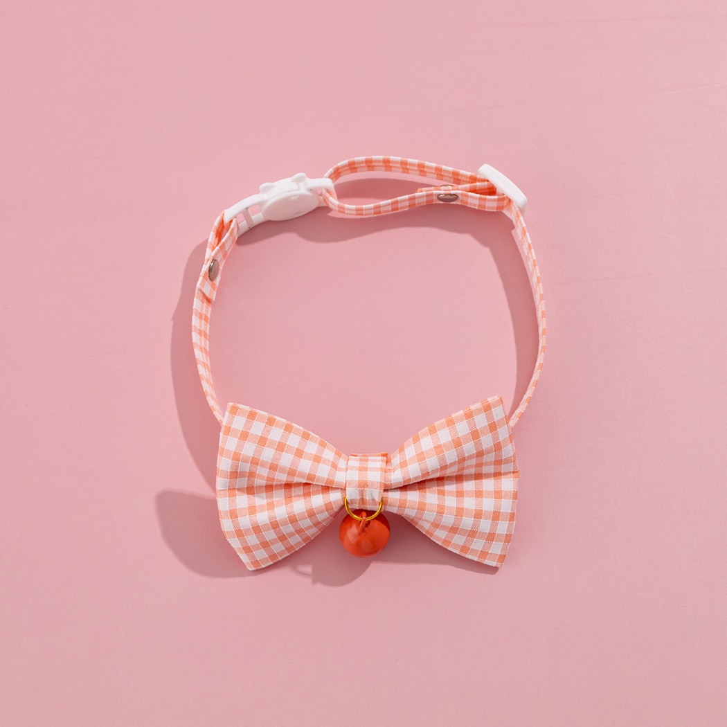 Mokka - Gingham Bell Accent Adjustable Cat Collar