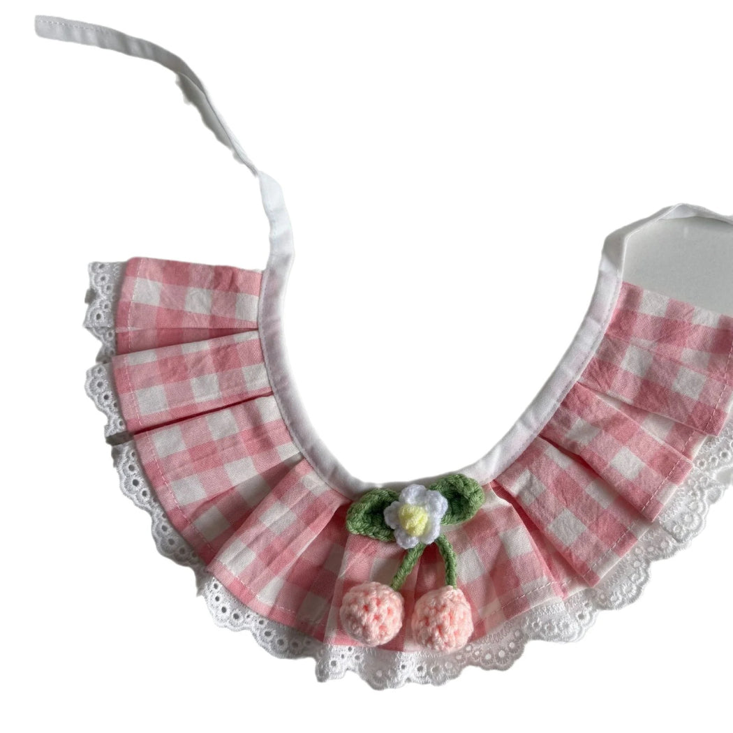 Mokka - Plaid Ruffled Bib Lace Pet Neckwear