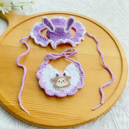 Mokka - Cat Party Bunny Hat and Bib Set