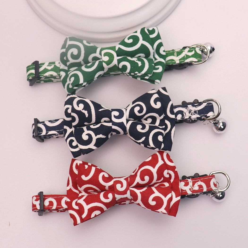 Mokka - Folksy Style Scroll Print Bow Cat Collar