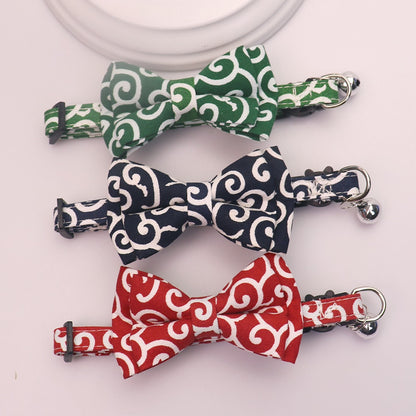 Mokka - Folksy Style Scroll Print Bow Cat Collar