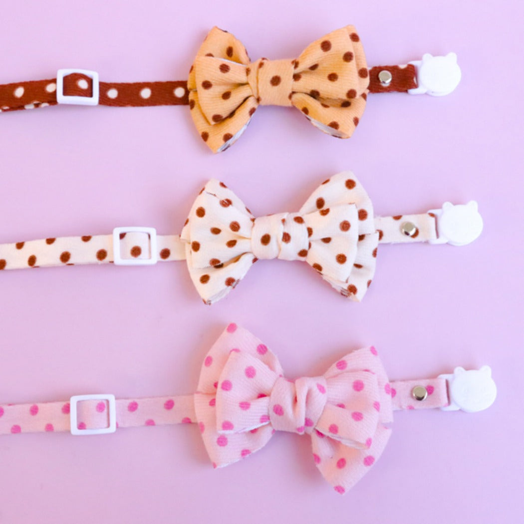 Mokka - Polka Dot Bow Tie Collar for Pets