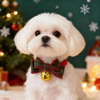 Mokka - Christmas Plaid Bow Breakaway Pet Collar