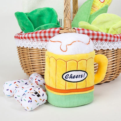 Petkin - Beer Mug Plush Squeaky Dog Toy