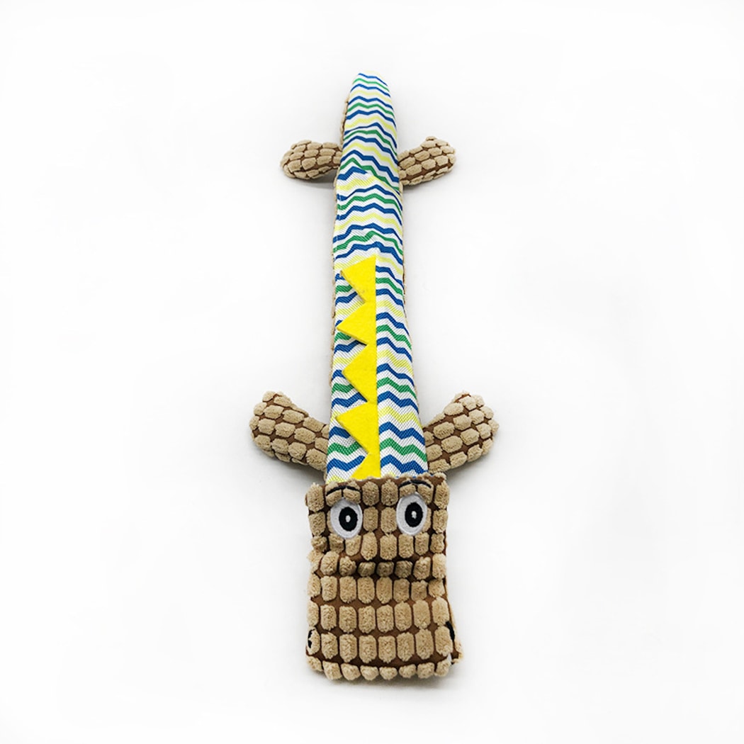 Petkin - Squeaky Plush Crocodile Interactive Dog Toy