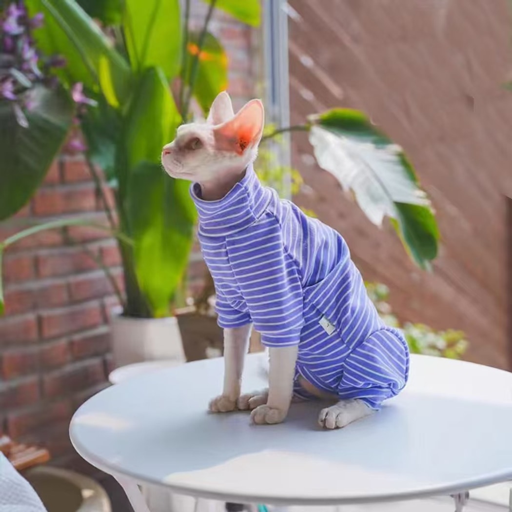 Ozzie - Striped Full Body Four-Leg Cat Clothing