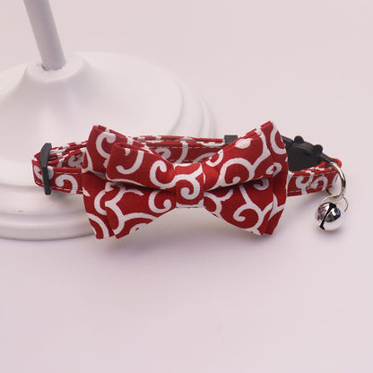 Mokka - Folksy Style Scroll Print Bow Cat Collar
