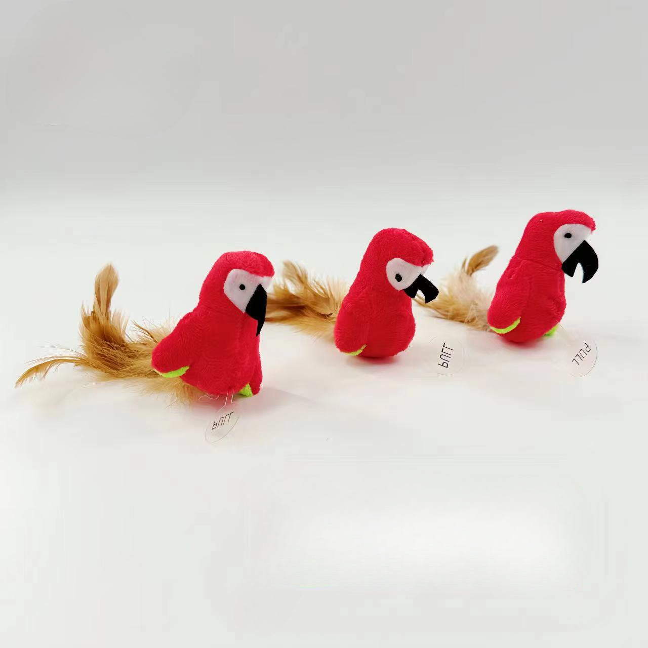 Moo - Electric Plush Chirping Red Bird Cat Toy 1pc