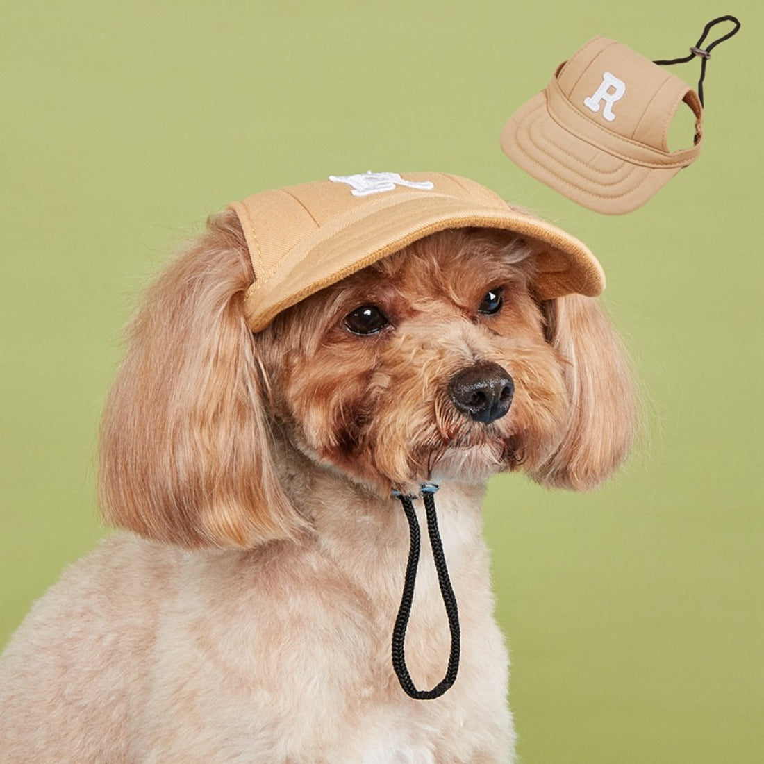 Ozzie Letter Dog Baseball Cap worn by model, showing fit and style from front