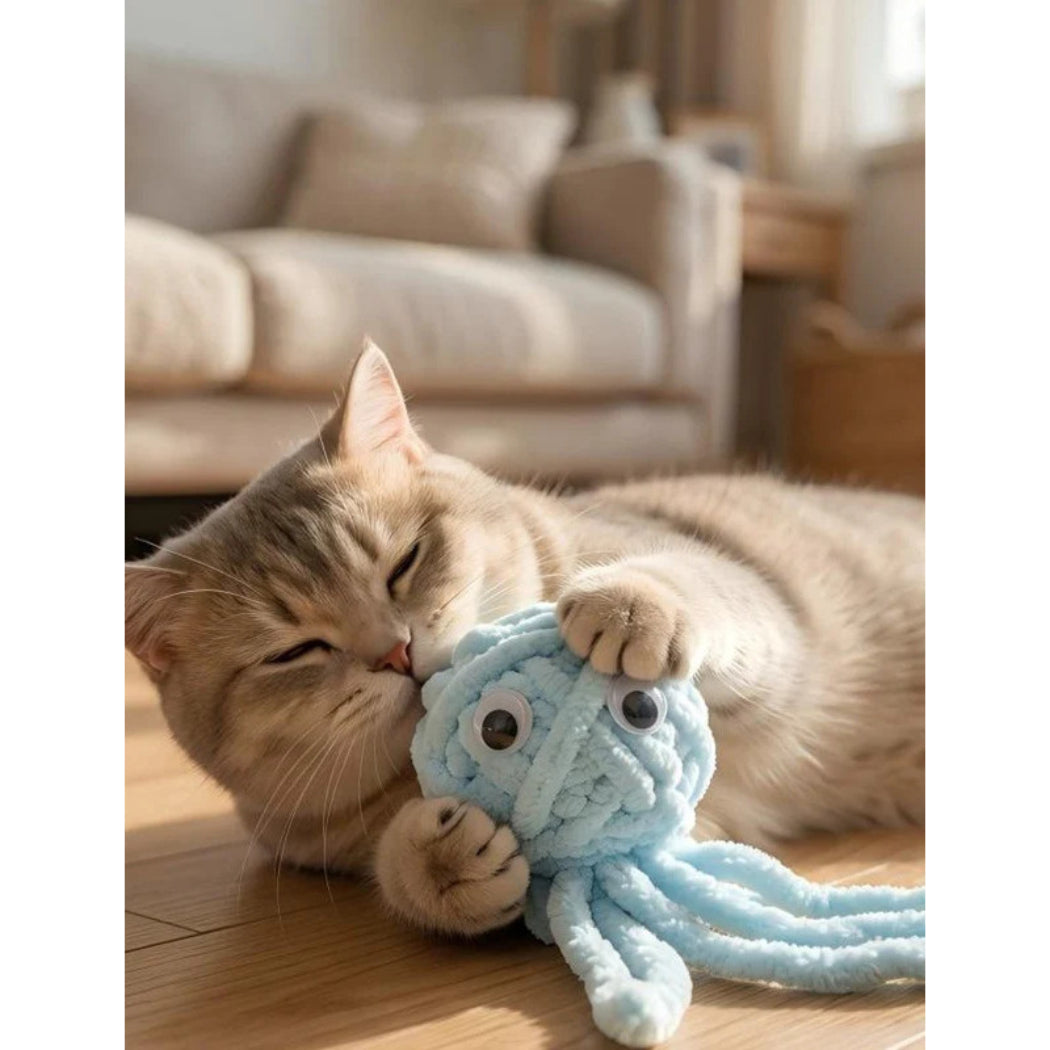 Petkin Blue Octopus Plush Cat Toy