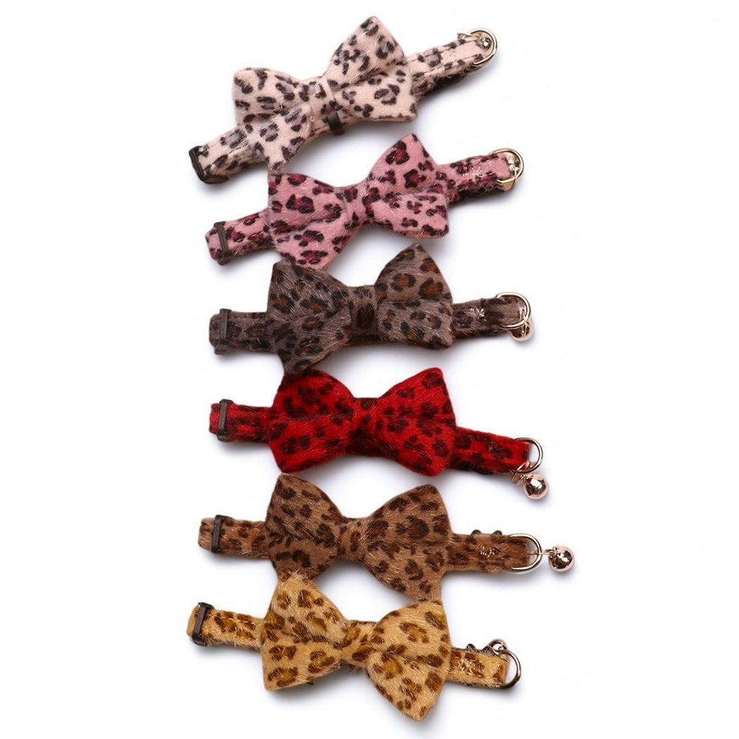 Mokka - Edgy Leopard Pattern Bow Cat Collar