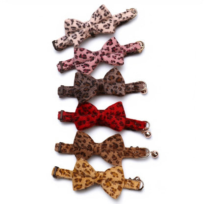 Mokka - Edgy Leopard Pattern Bow Cat Collar