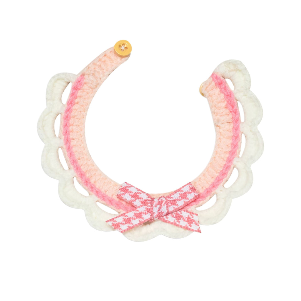 Mokka - Houndstooth Bow Scalloped Cat Neckwear