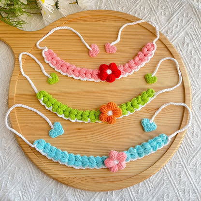 Mokka - Flower Accent Tie Strap Cat Collar