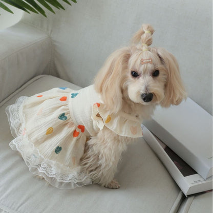 Ozzie - Light Yellow Heart Detail Ruffle Sleeve Pet Dress