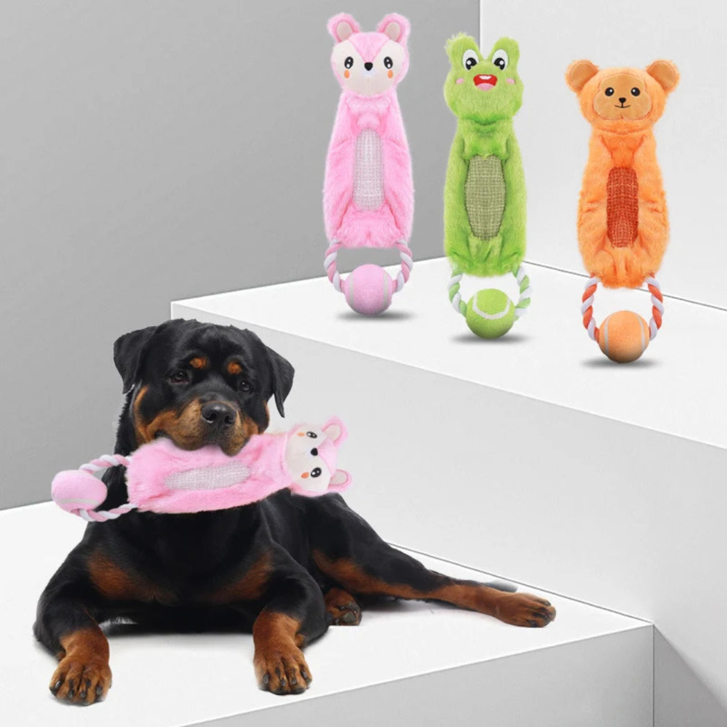 Petkin - Animal Plush Rope Ball Dog Toy