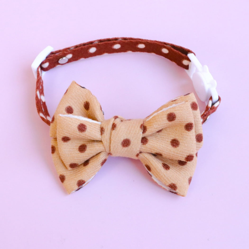 Mokka - Polka Dot Bow Tie Collar for Pets