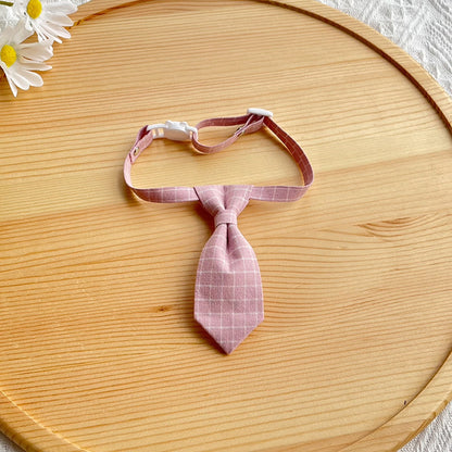 Mokka - Plaid Tie Accent Adjustable Cat Collar