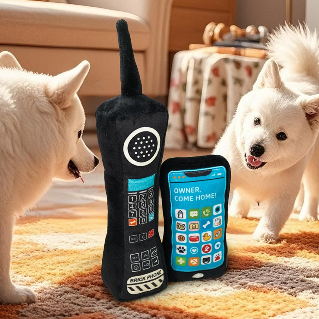 Petkin - Retro Telephone Squeaky Plush Dog Toy