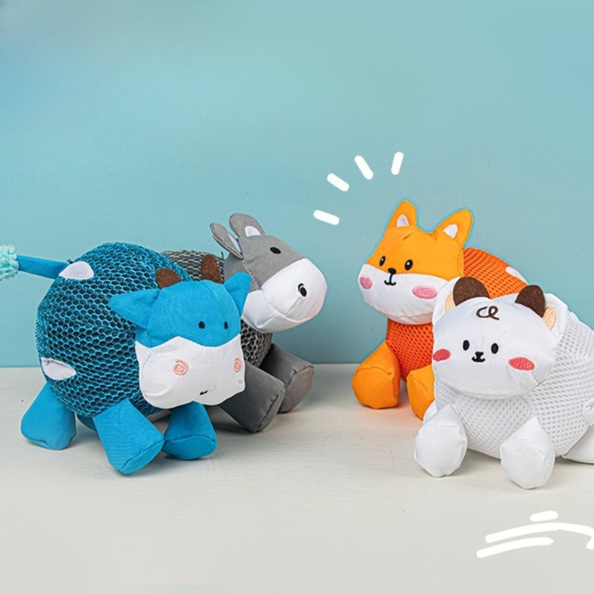 Petkin soft flat plush dog toy shaped like a cute animal with stitched eyes and nose