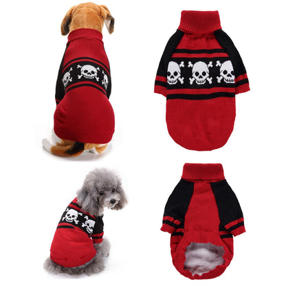 Ozzie - Red Skull Print Long Sleeve Pet Sweater