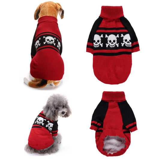Ozzie - Red Skull Print Long Sleeve Pet Sweater