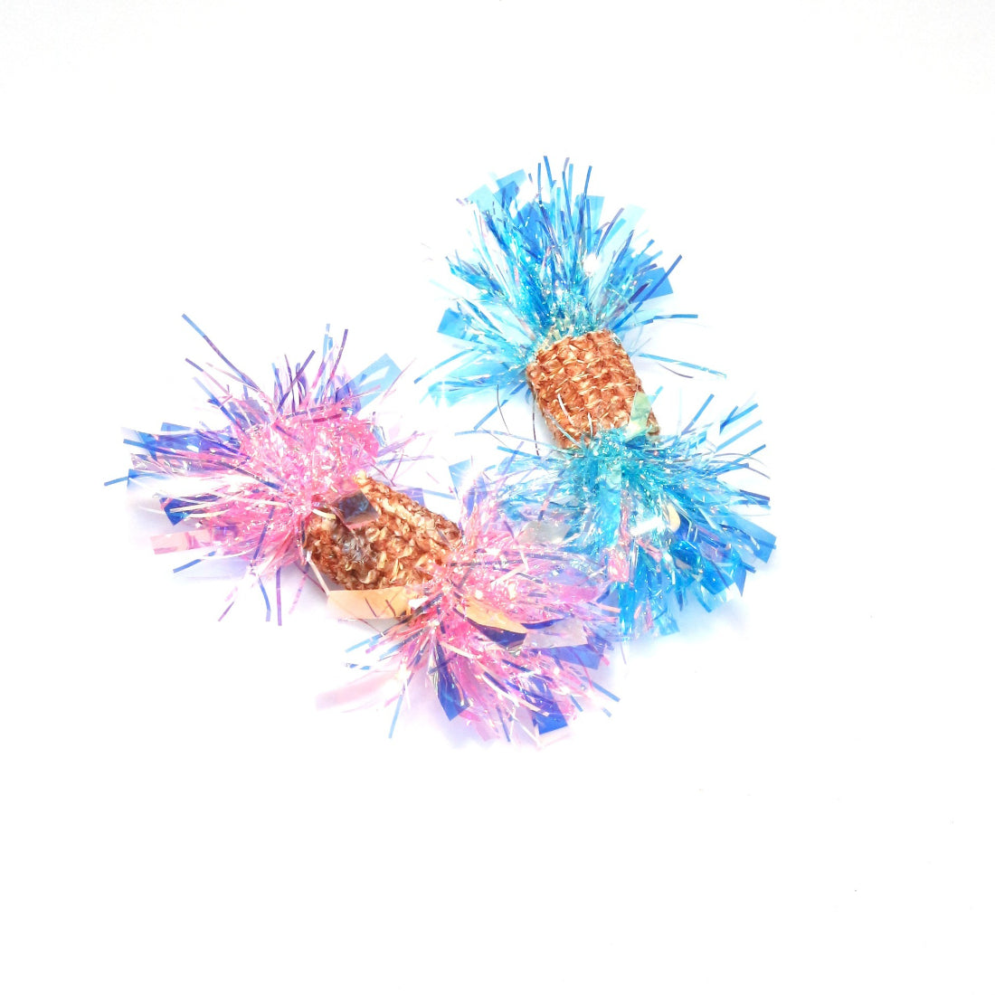 Moo Sparkle Tinsel Cat Toy with shiny tinsel strands on a stick