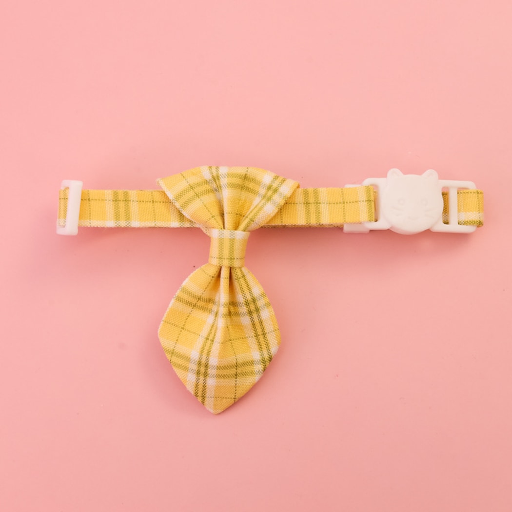 Mokka - Checked Necktie Detail Adjustable Pet Collar