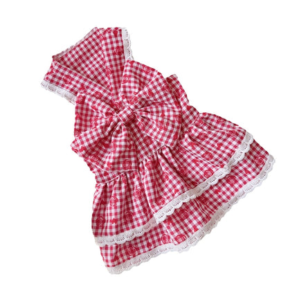 Ozzie - Rose Gingham Double-Layer Pet Dress