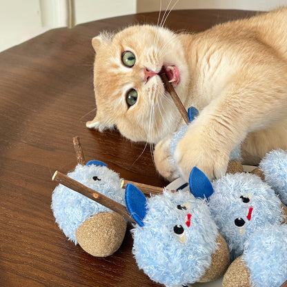 Moo – Fuzzy Blue Catnip Stick Cat Toy