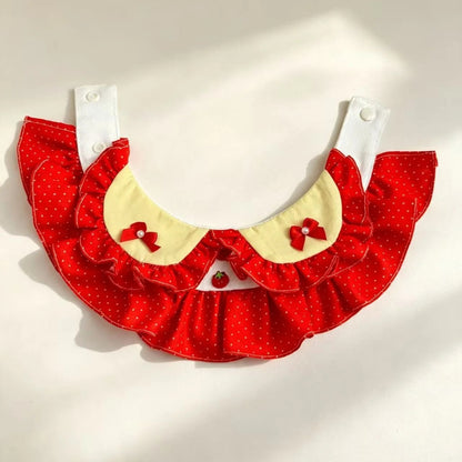 Mokka - Strawberry Bow Ruffle Cat Collar