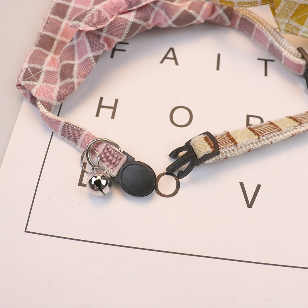 Mokka - Preppy Plaid Bow Pet Bandana Collar