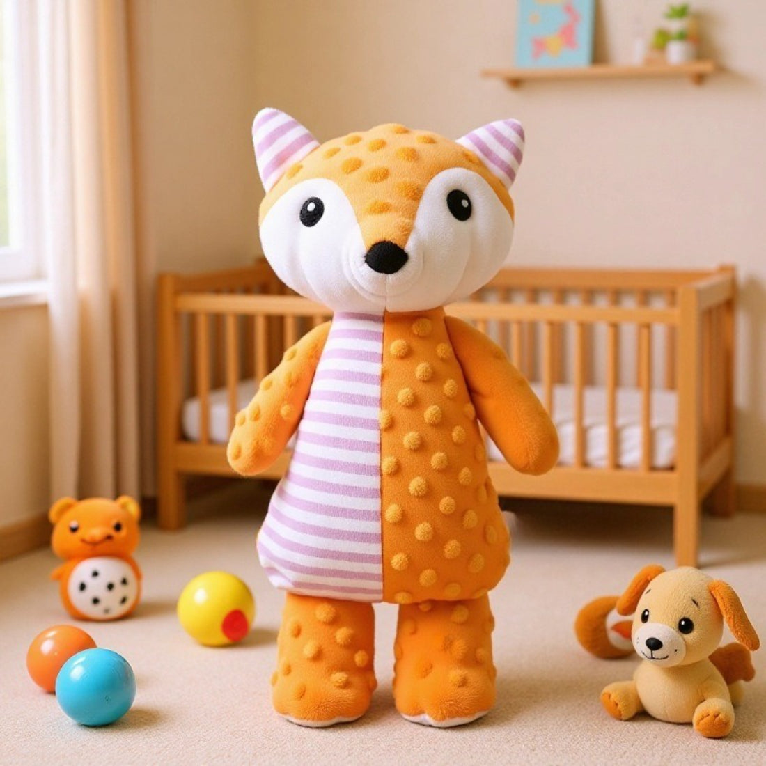 Petkin textured animal dog plush toy lying down on a white background