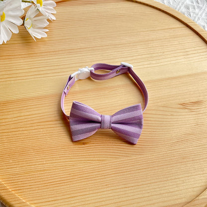 Mokka - British Style Striped Bow Cat Collar